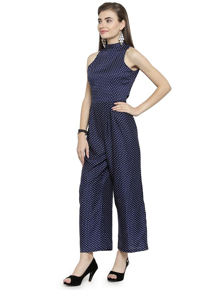 mock neck polka dotted full leg jumpsuit - 15675993 -  Standard Image - 1