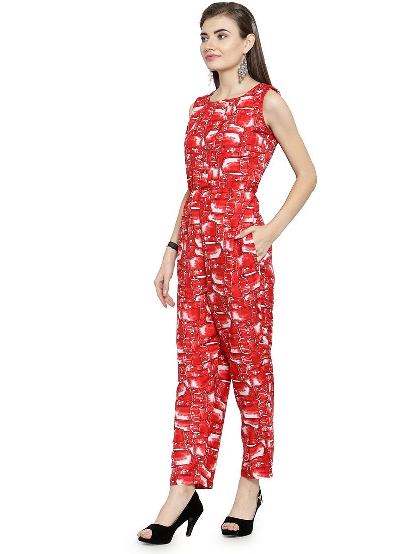 button detail full leg jumpsuit - 15675994 - Standard Image - 1