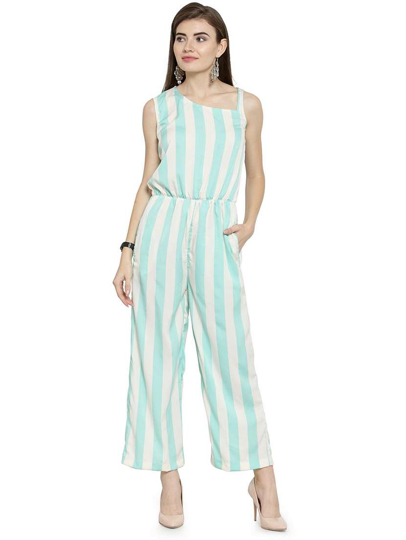 striped full leg jumpsuit