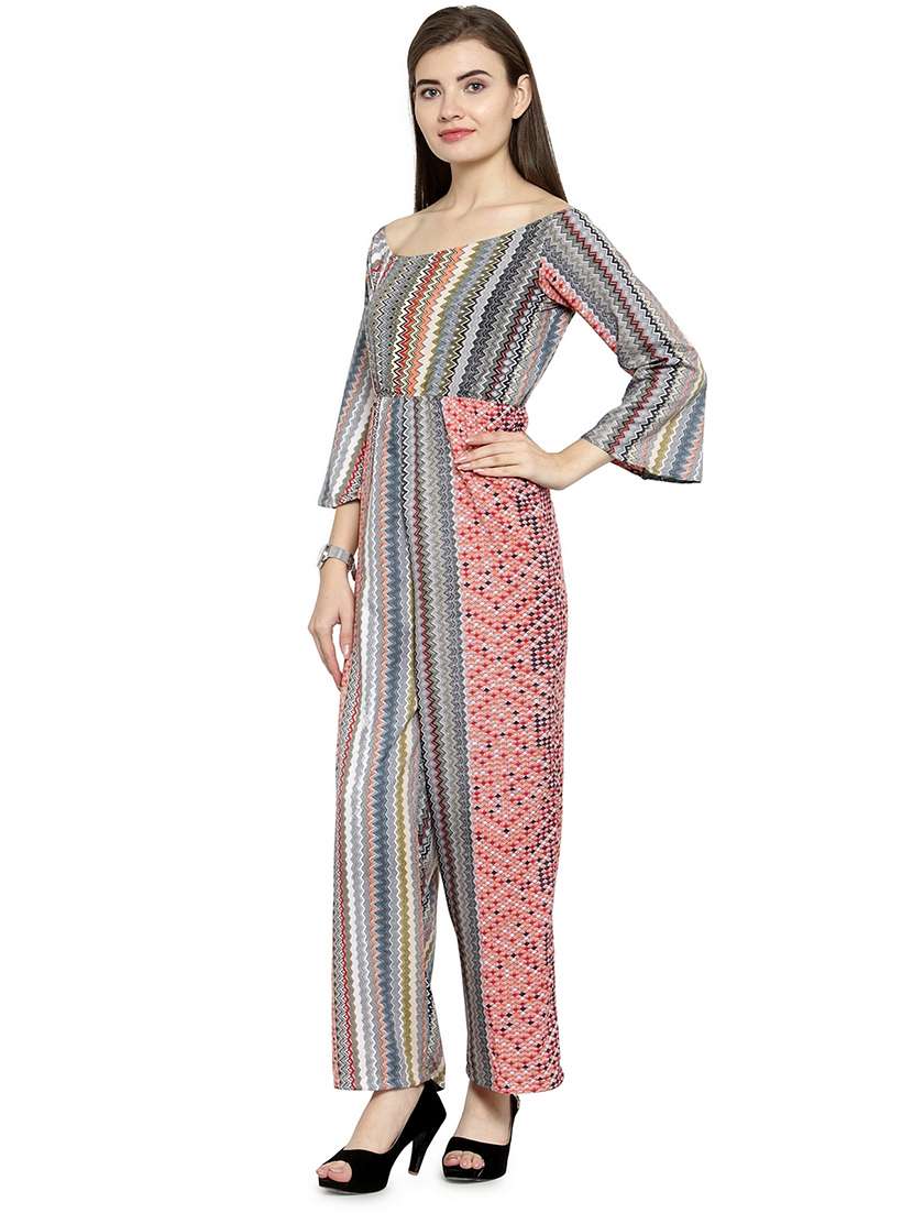 chevron print full leg jumpsuit - 15676004 -  Standard Image - 1