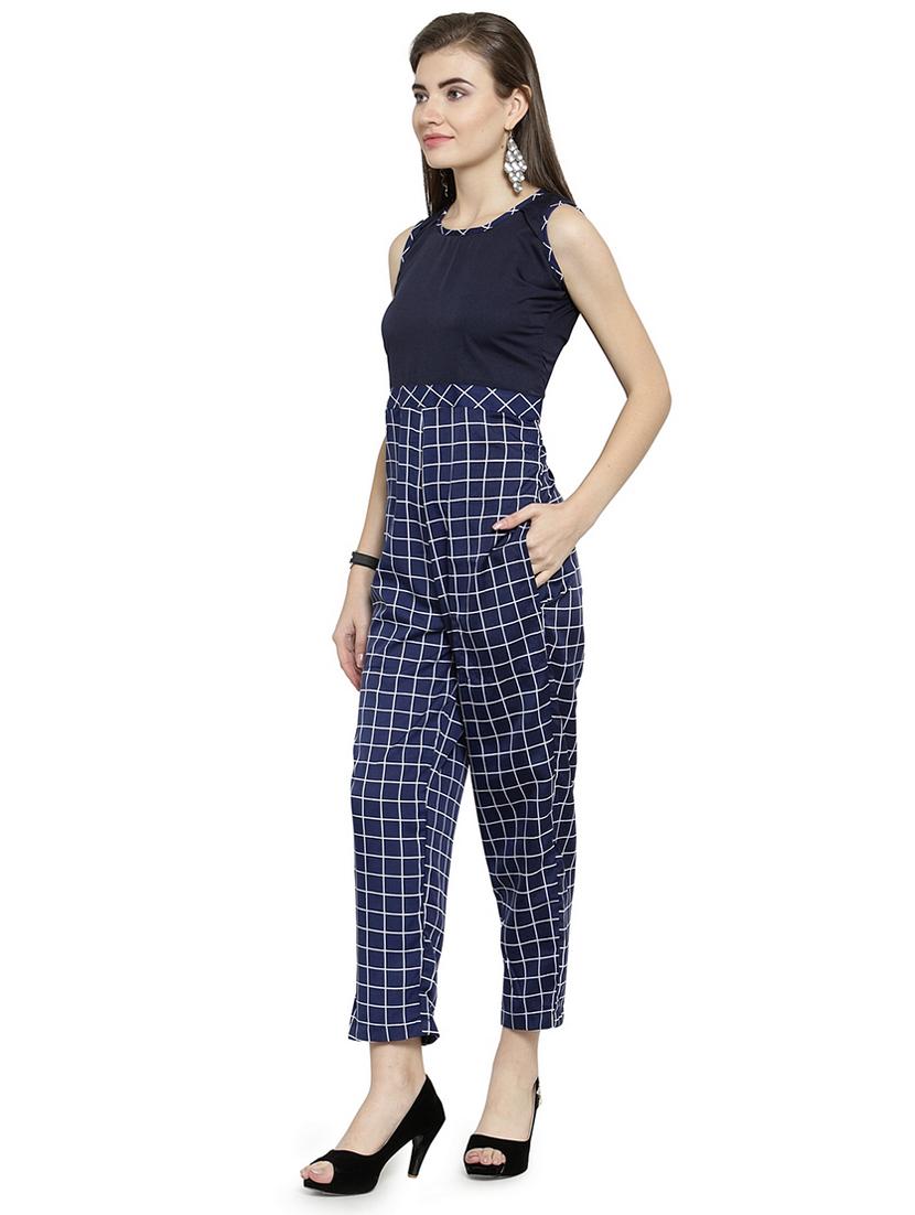 checkered full leg jumpsuit - 15676006 - Standard Image - 1