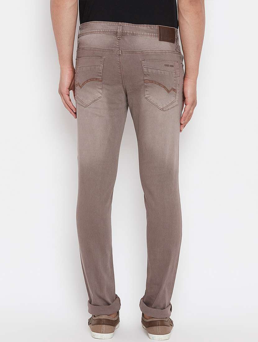 Brown Denim Washed Jeans