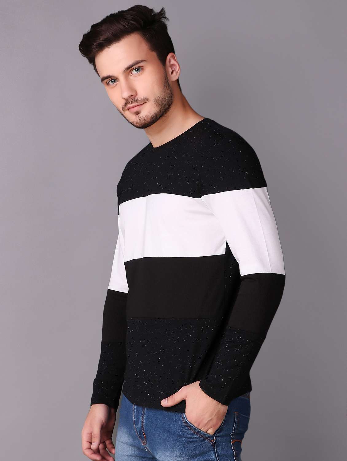 black monochrome cut & sew t-shirt - 15676137 -  Standard Image - 1