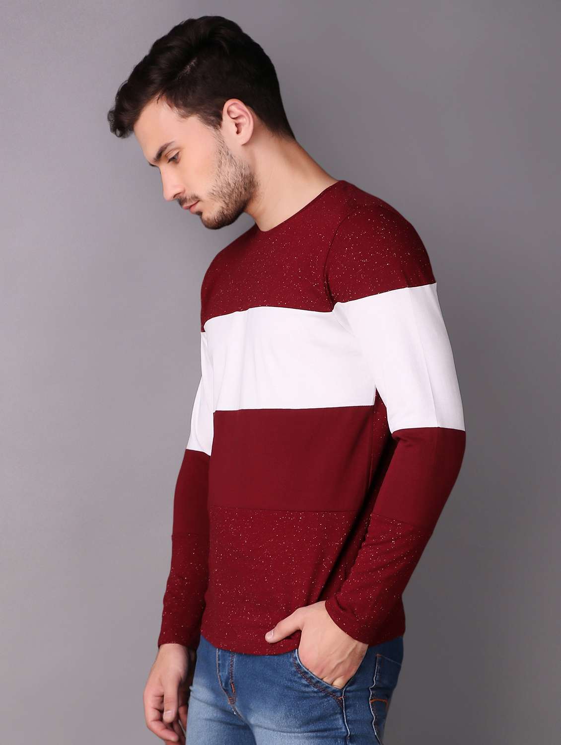maroon cotton cut & sew t-shirt - 15676139 -  Standard Image - 1
