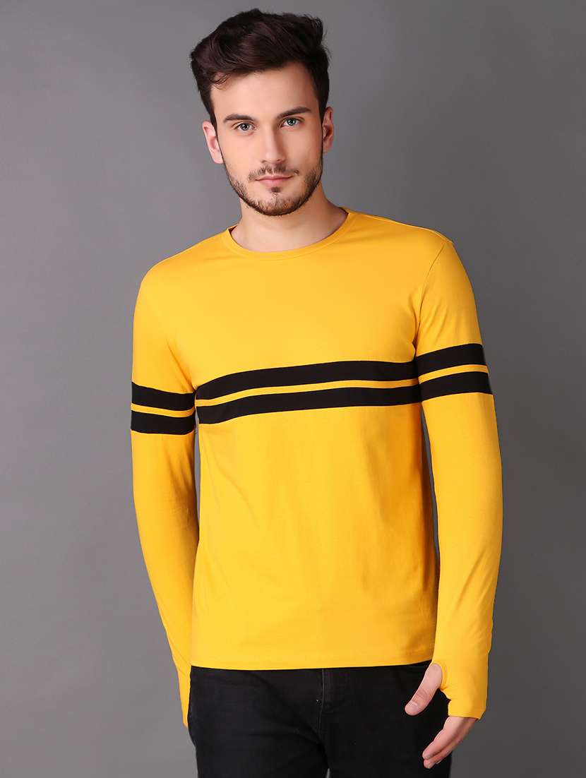 yellow cotton thumb hole t-shirt - 15676146 -  Standard Image - 1