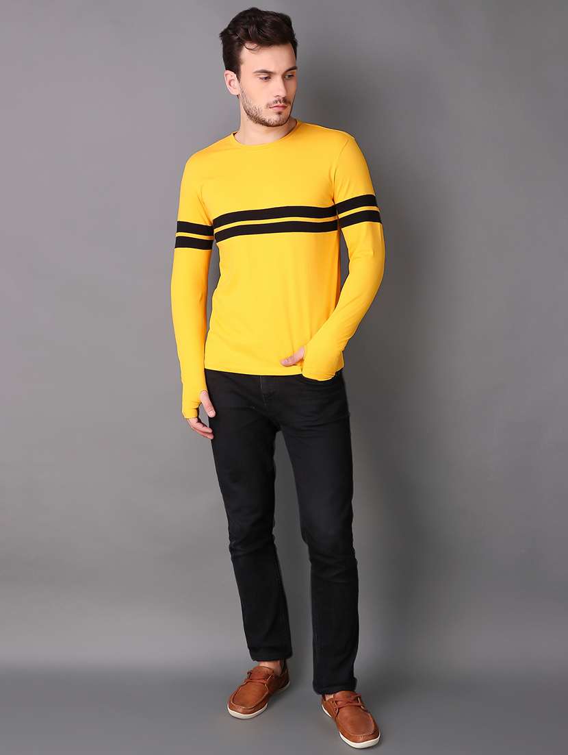 yellow cotton thumb hole t-shirt - 15676146 - Standard Image - 4