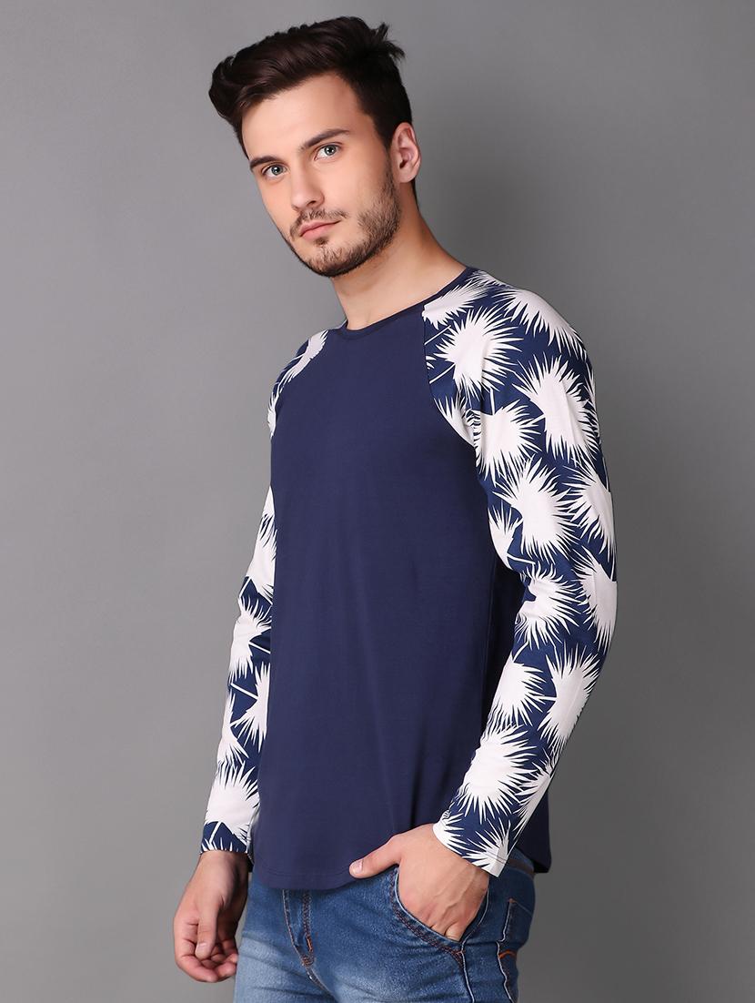 navy blue cotton raglan t-shirt - 15676151 - Standard Image - 1