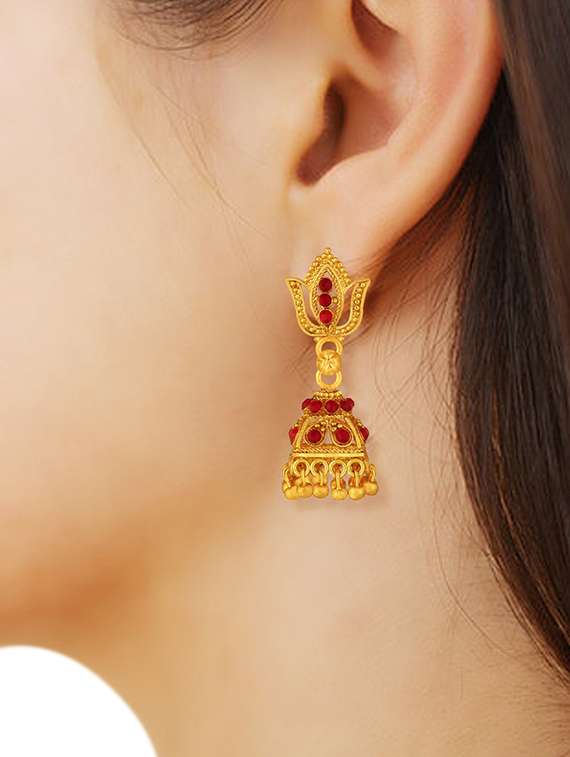 gold metal jhumka earring - 15678620 -  Zoom Image - 0