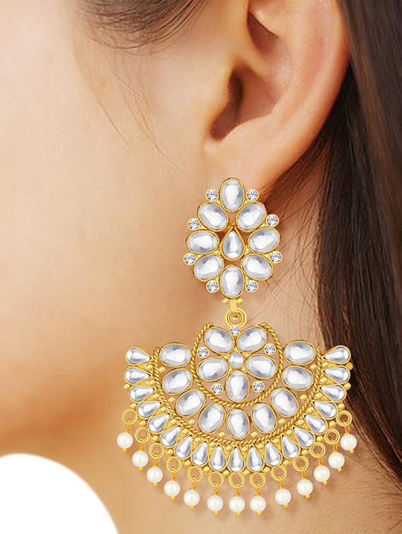 gold metal chandballi earring - 15678632 - Zoom Image - 0