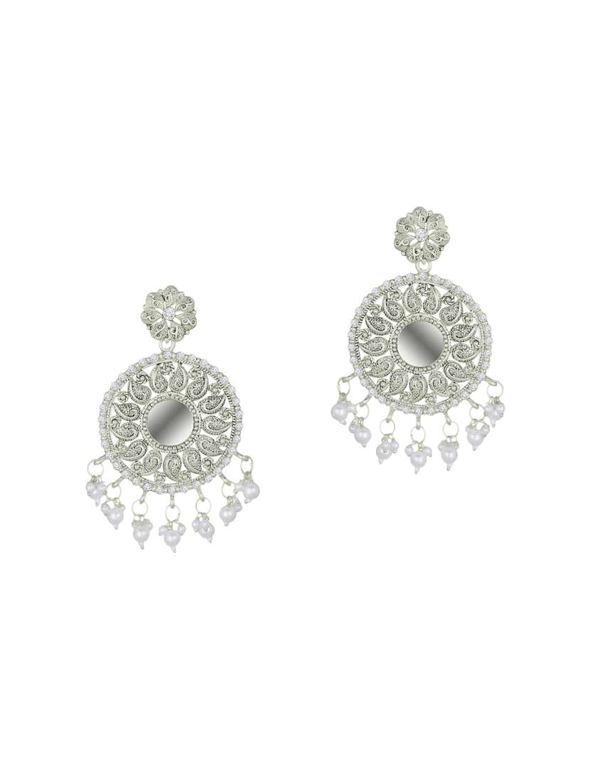 silver metal drop earring - 15678638 -  Standard Image - 1