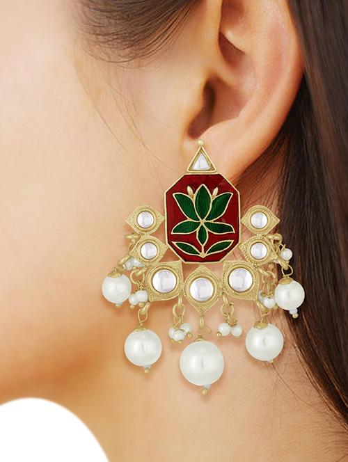 gold metal drop earring - 15678648 - Standard Image - 0