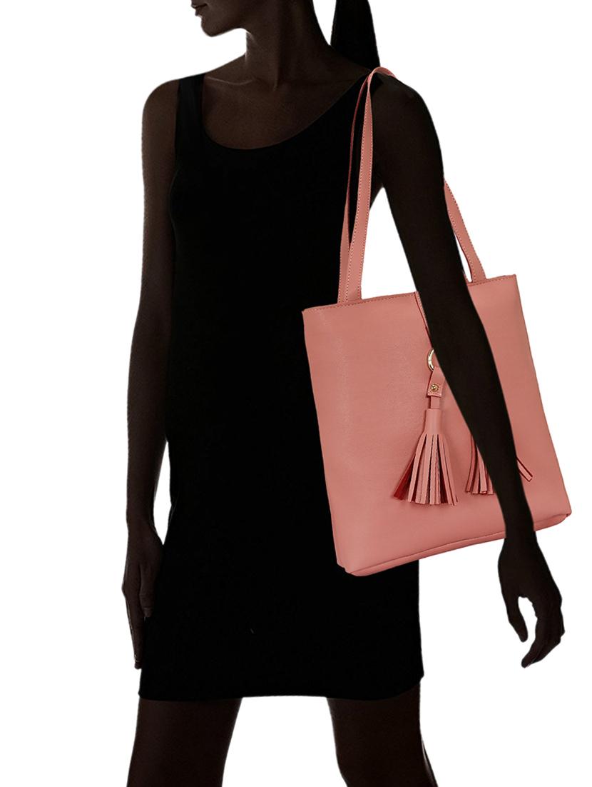 pink leatherette (pu) regular tote - 15681852 - Standard Image - 4