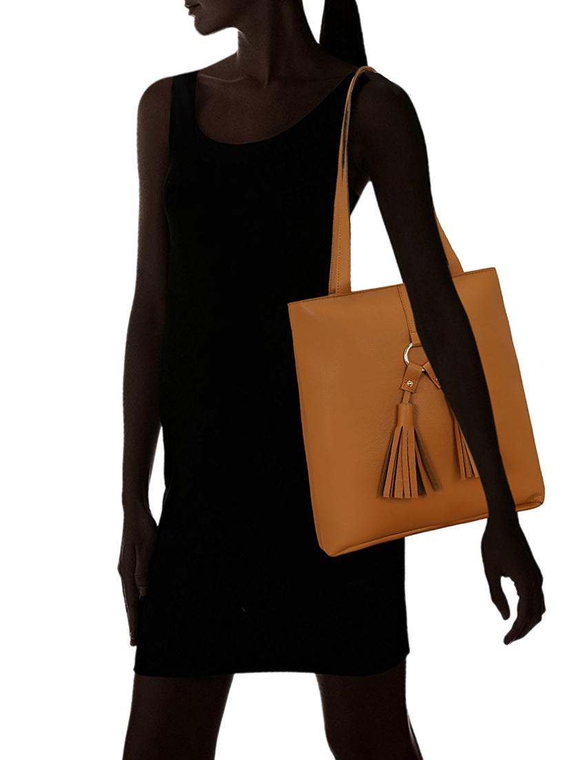 tan leatherette (pu) regular tote - 15681853 - Standard Image - 4