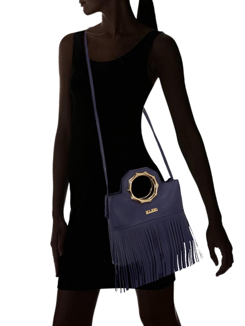 blue leatherette (pu) sling bag - 15681879 - Standard Image - 4