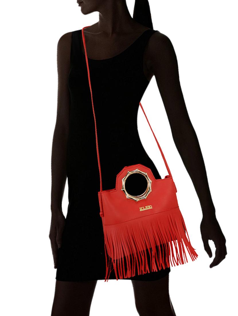 red leatherette (pu) sling bag - 15681882 - Standard Image - 4