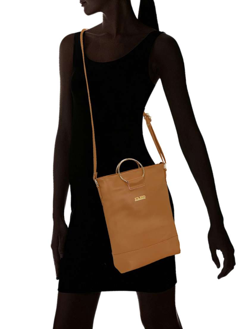 brown leatherette (pu) sling bag - 15681911 -  Standard Image - 4