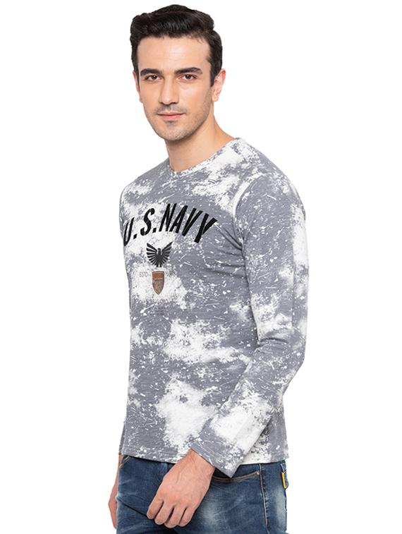 grey cotton all over print tshirt - 15691544 -  Standard Image - 1
