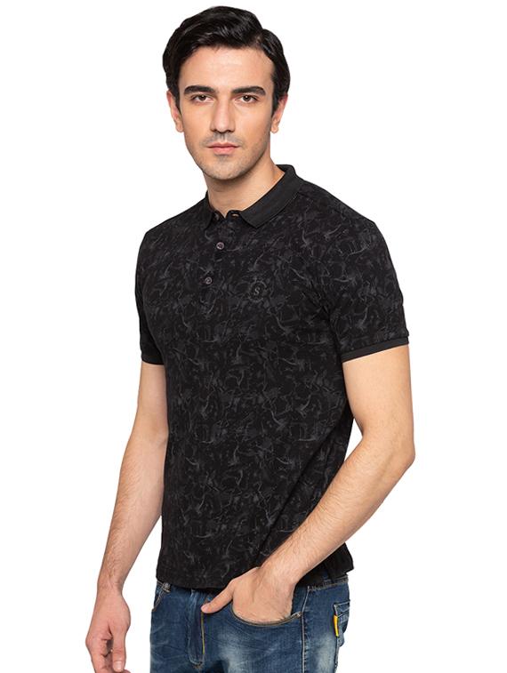 black cotton all over print t-shirt - 15691599 - Standard Image - 1