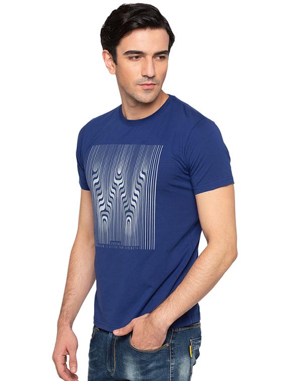 blue cotton chest print t-shirt - 15691638 -  Standard Image - 1