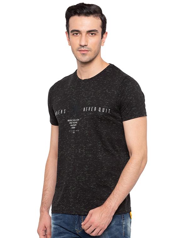 black cotton chest print t-shirt - 15691648 - Standard Image - 1