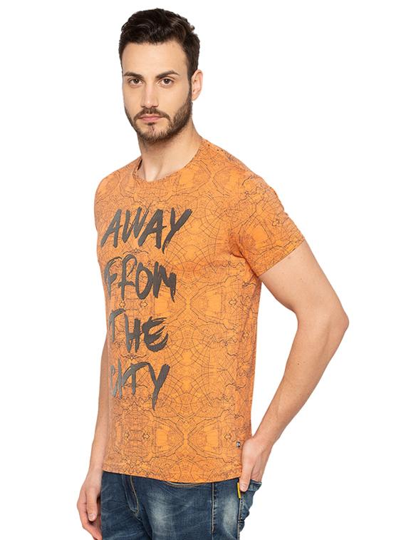 orange cotton all over print t-shirt - 15691667 - Standard Image - 1