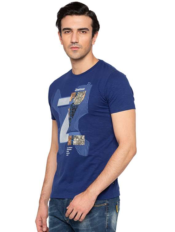 blue cotton chest print t-shirt - 15691678 -  Standard Image - 1