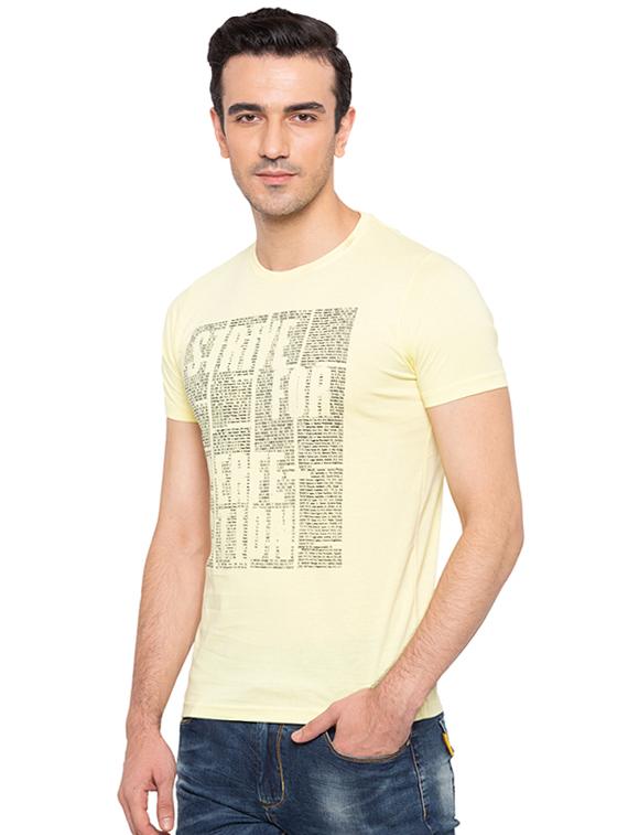 yellow cotton chest print t-shirt - 15691684 - Standard Image - 1
