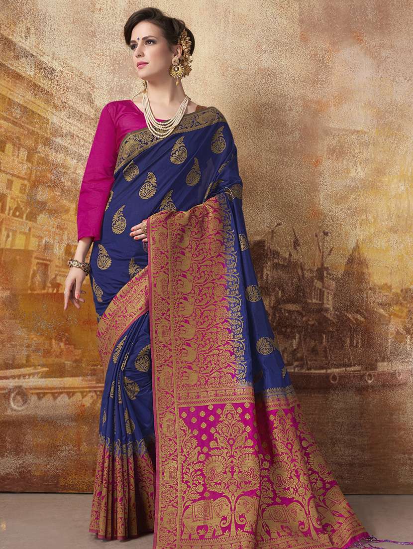Zari motifs kanjivaram saree with blouse