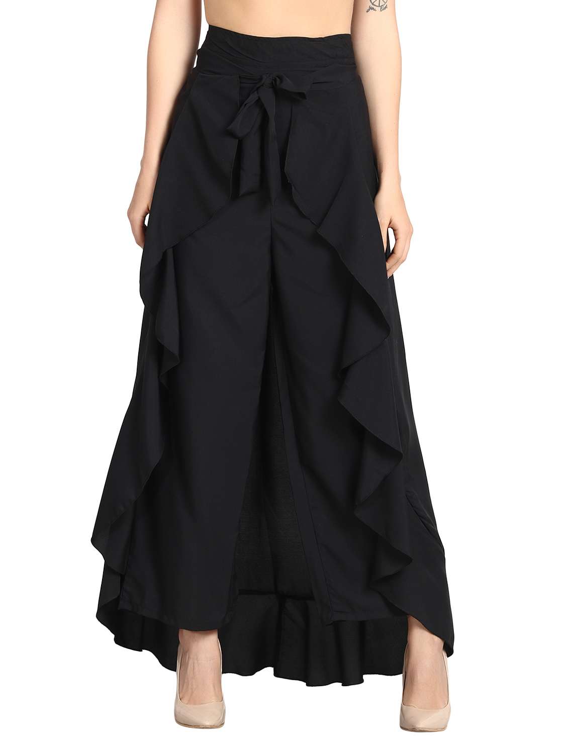 black crepe palazzos