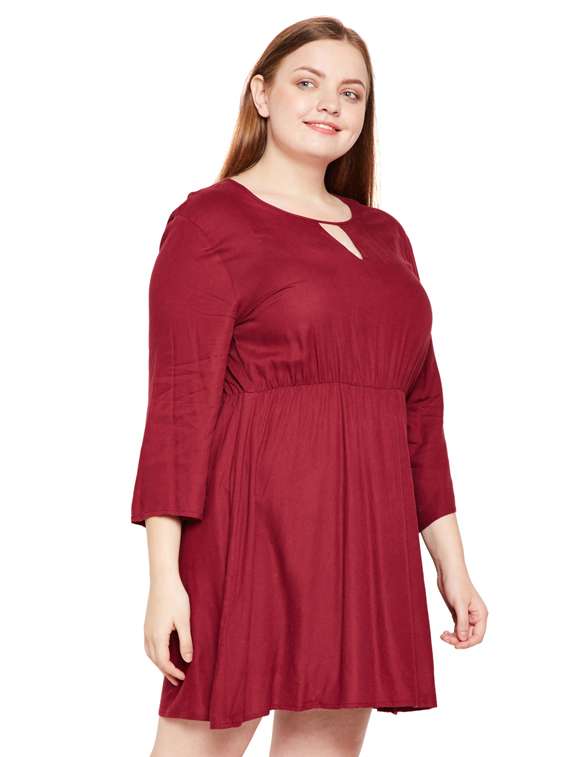 keyhole neck blouson plus dress - 15695478 -  Standard Image - 1