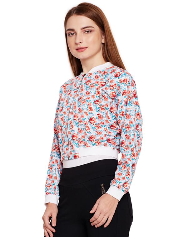 zip up floral varsity jacket - 15695513 - Standard Image - 1