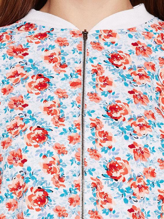 zip up floral varsity jacket - 15695513 - Standard Image - 4