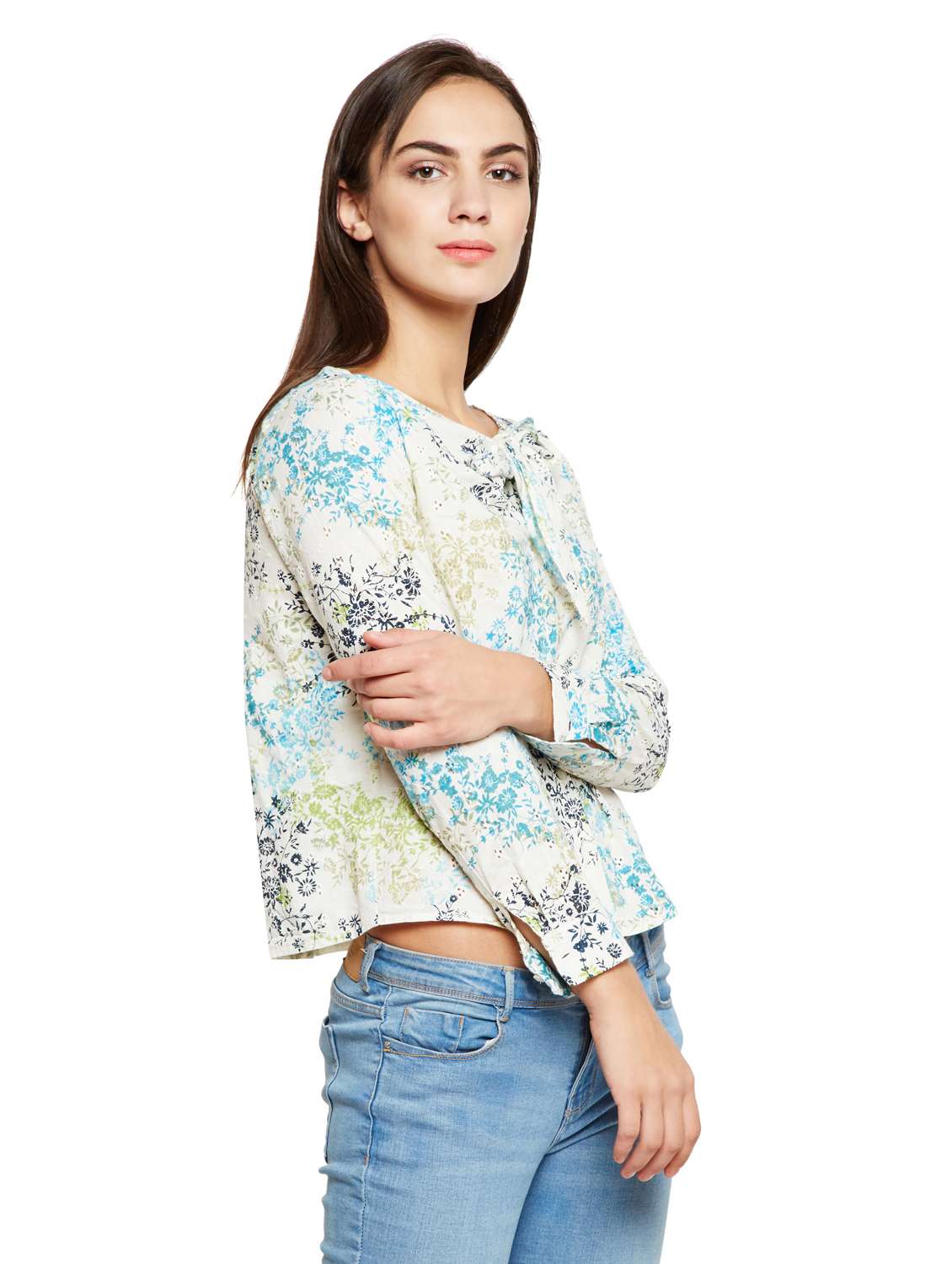 women's straight tie-up neck top - 15695544 -  Standard Image - 1