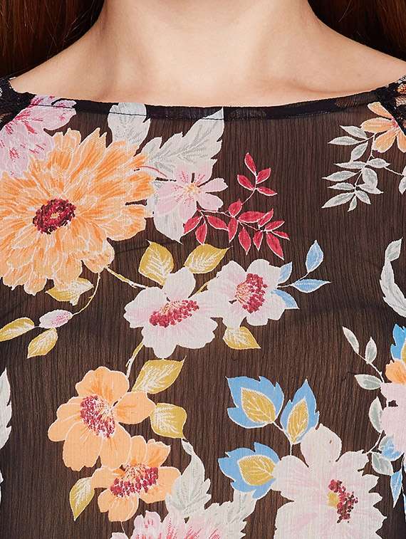 raglan sleeved sheer floral top - 15695574 -  Standard Image - 4