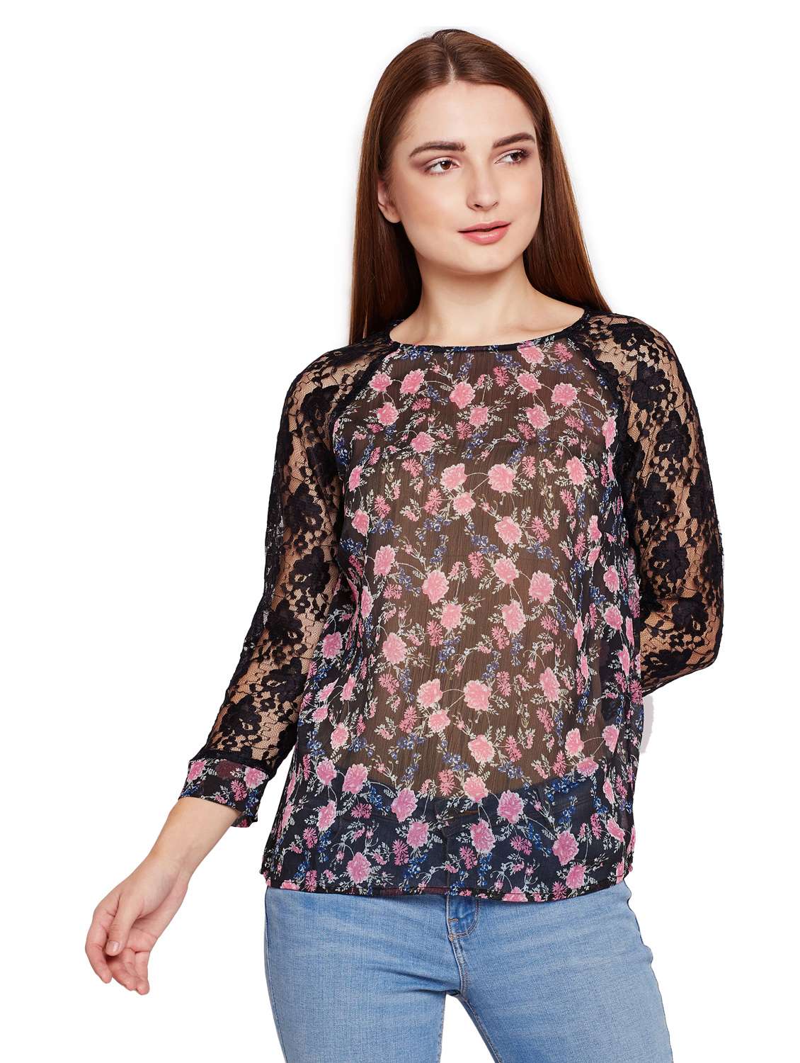 women's straight round neck top