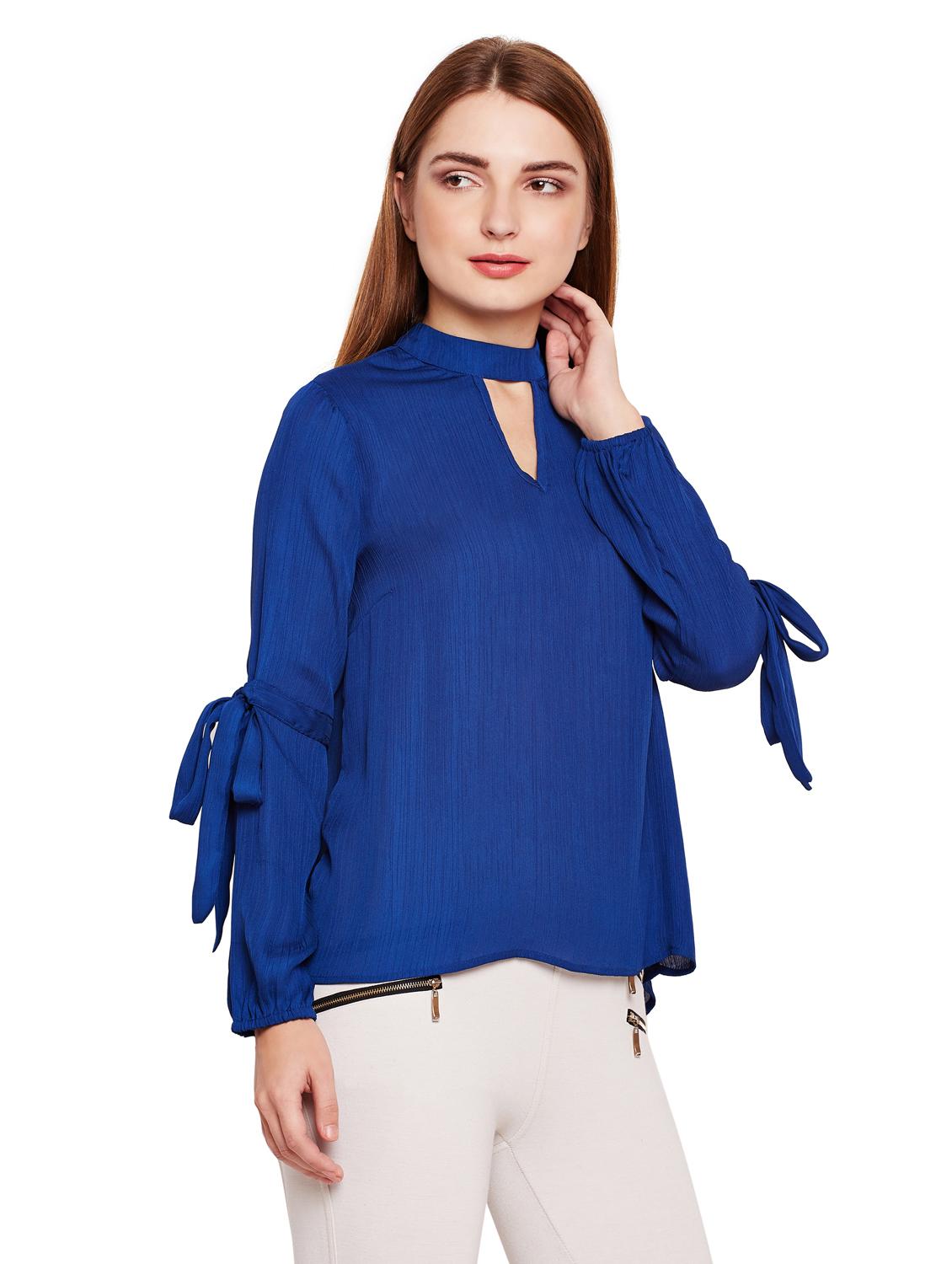 knot detail sleeved solid top - 15695589 -  Standard Image - 1