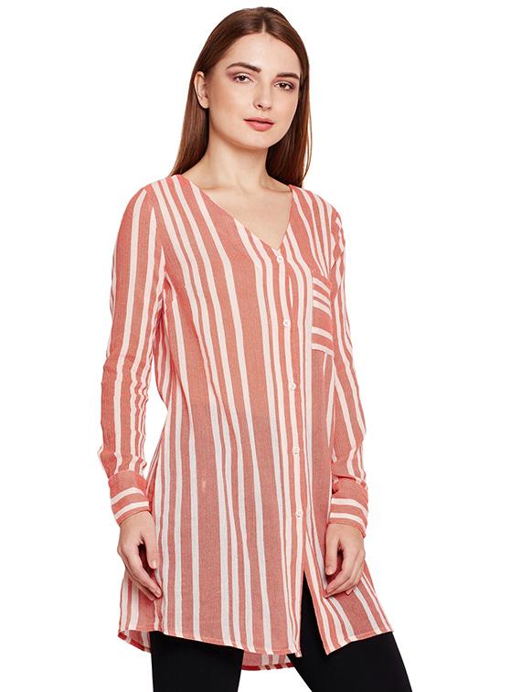 long sleeved button up tunic - 15695631 - Standard Image - 1
