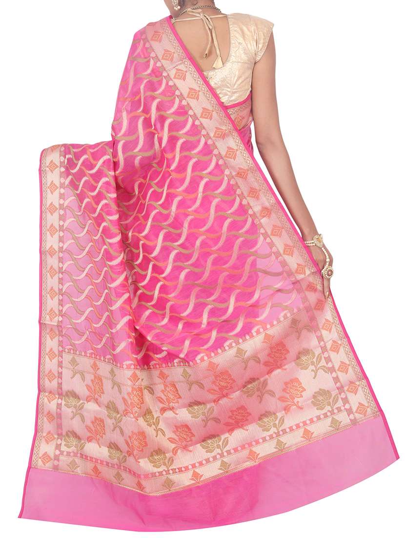 gold zari motif banarasi saree with blouse - 15695648 -  Standard Image - 1