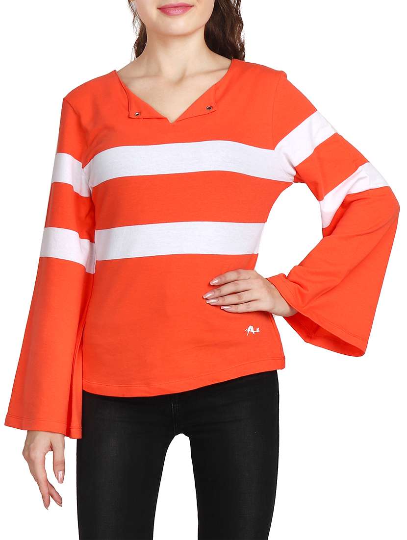 bell sleeved color block top