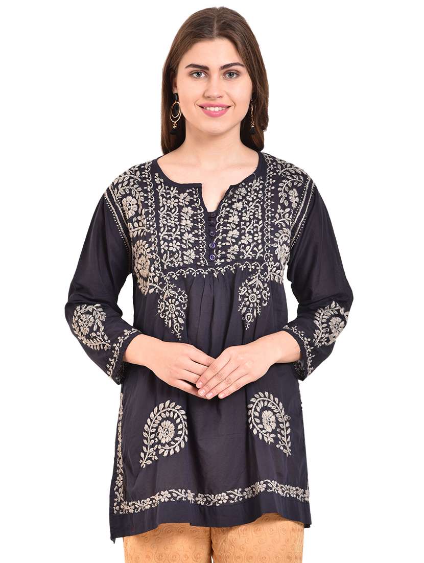 embroidered straight kurti