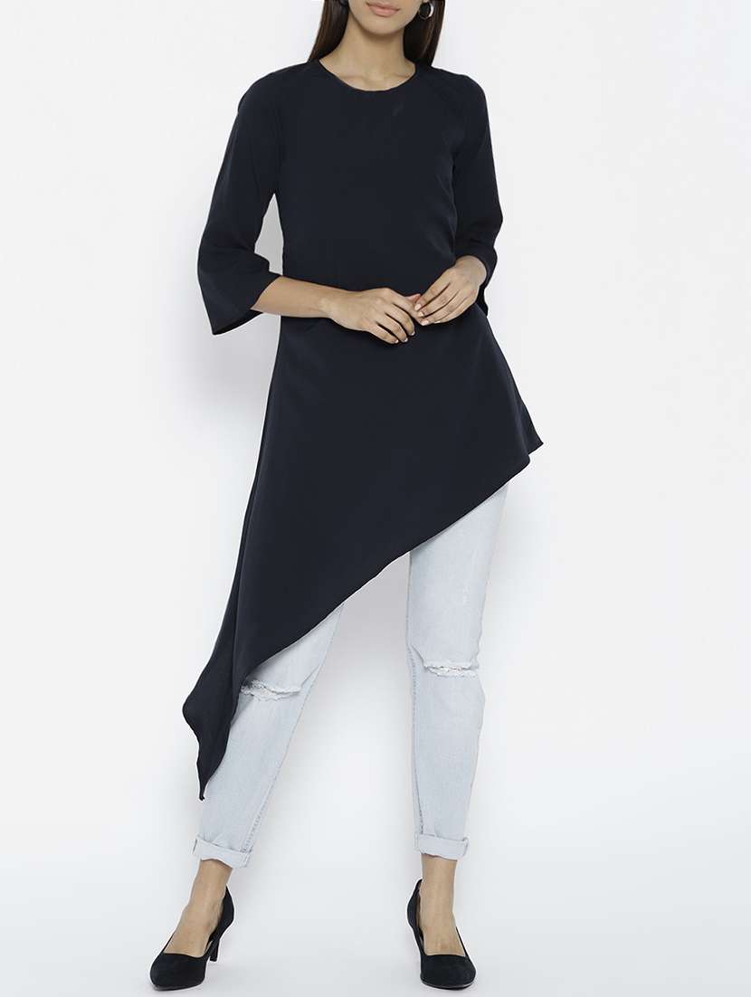 round neck asymmetric tunic