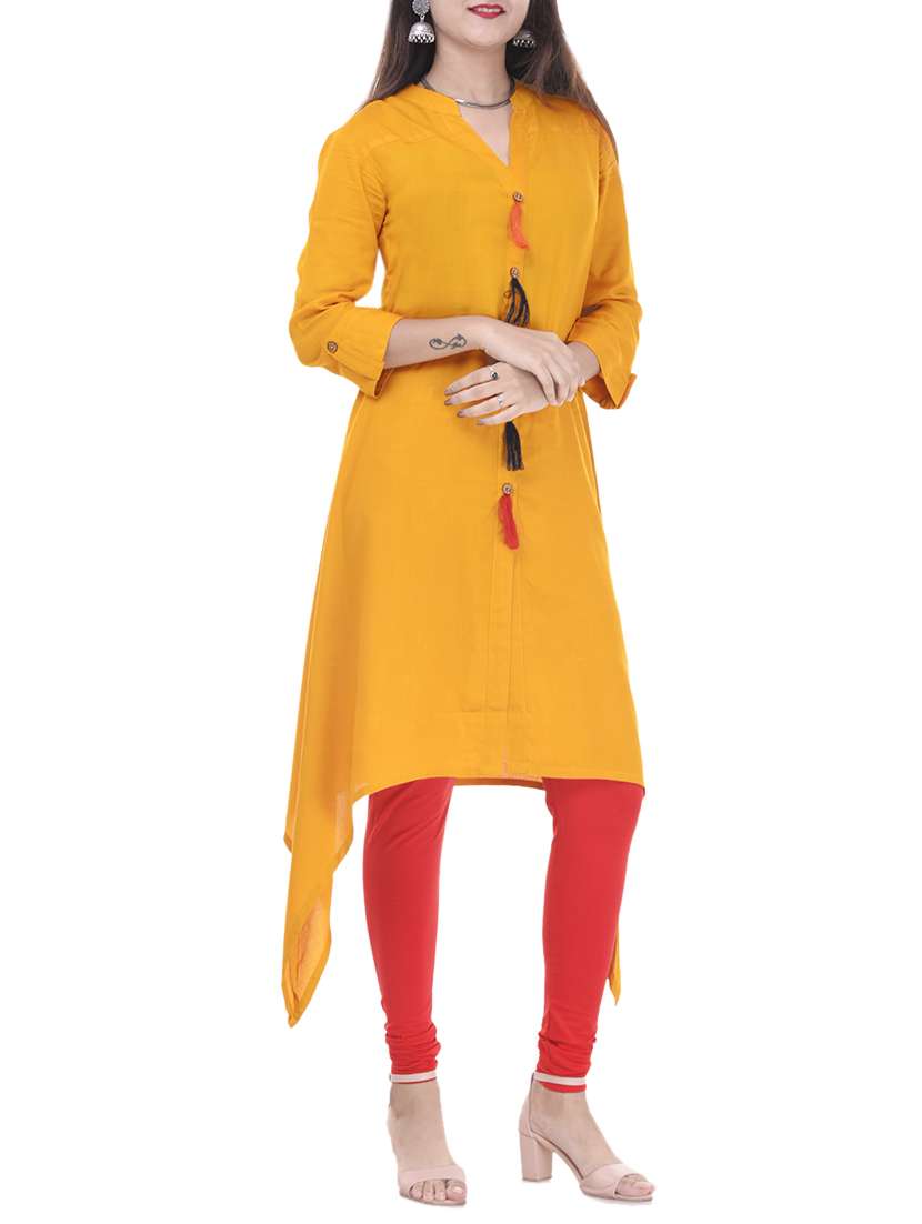 asymmetric kurta with tassels