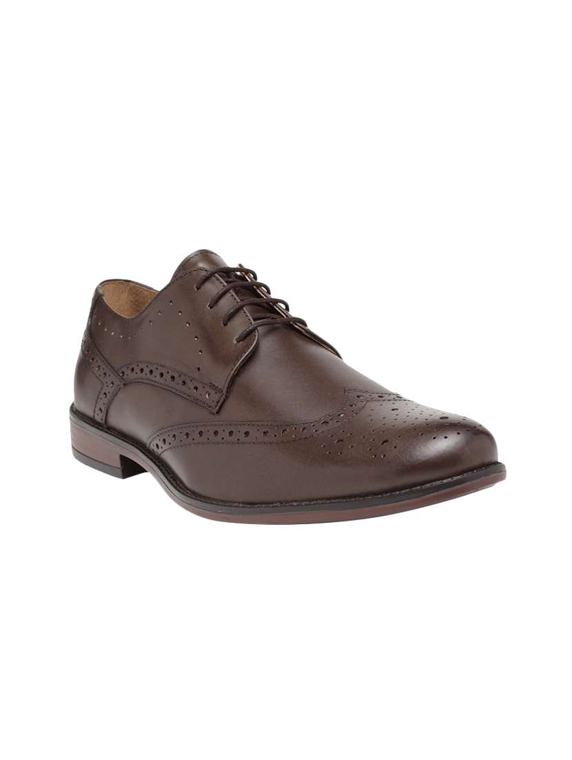 brown leather lace-up derbys