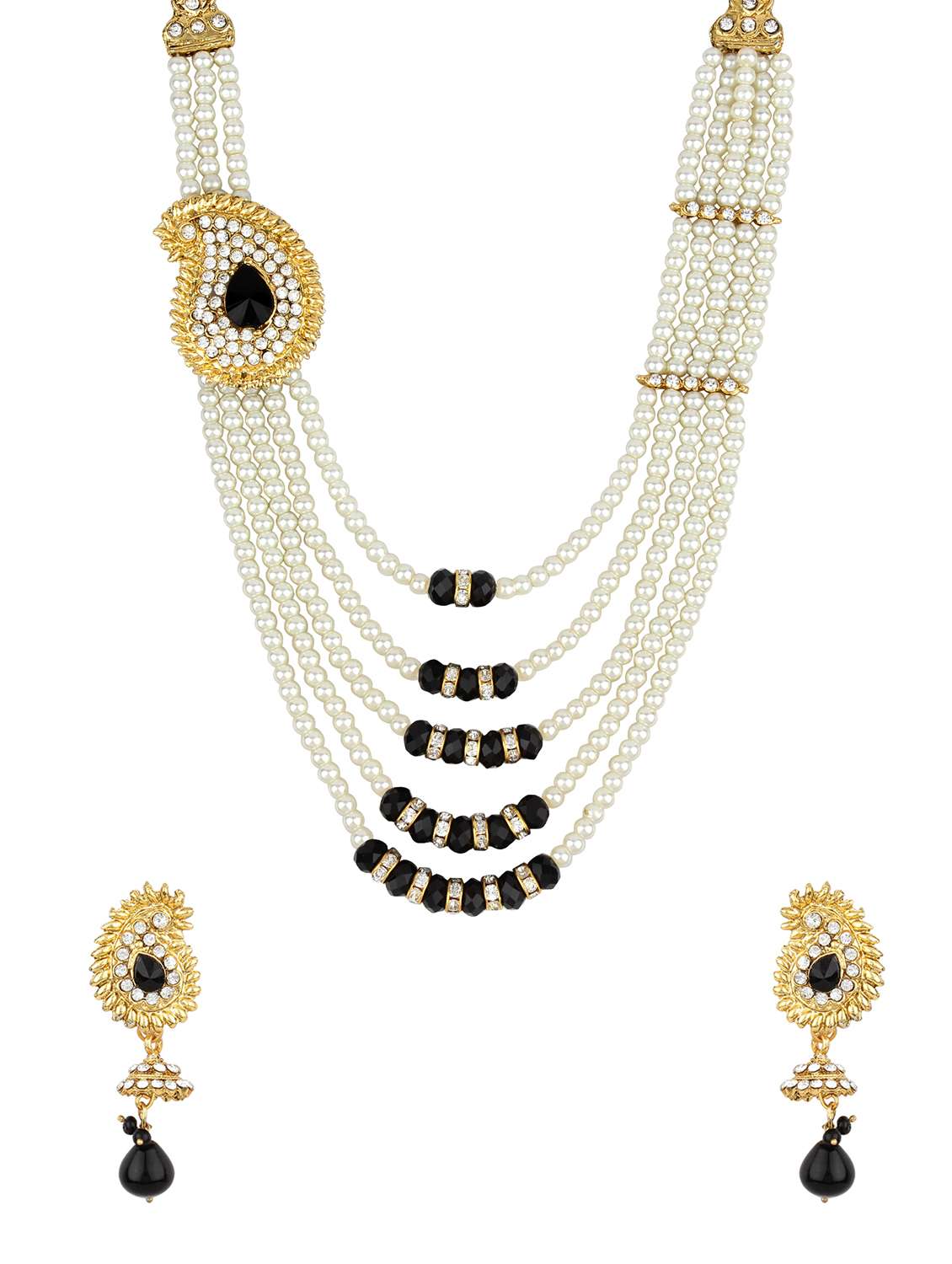 black metal necklaces and earring