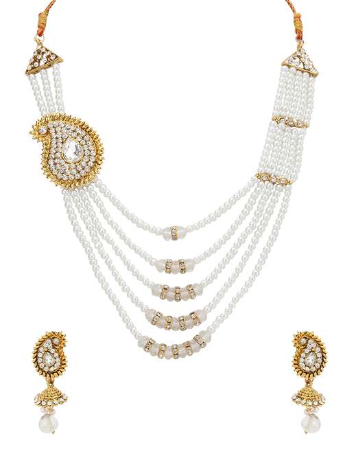 white metal necklaces and earring - 15700911 - Standard Image - 0