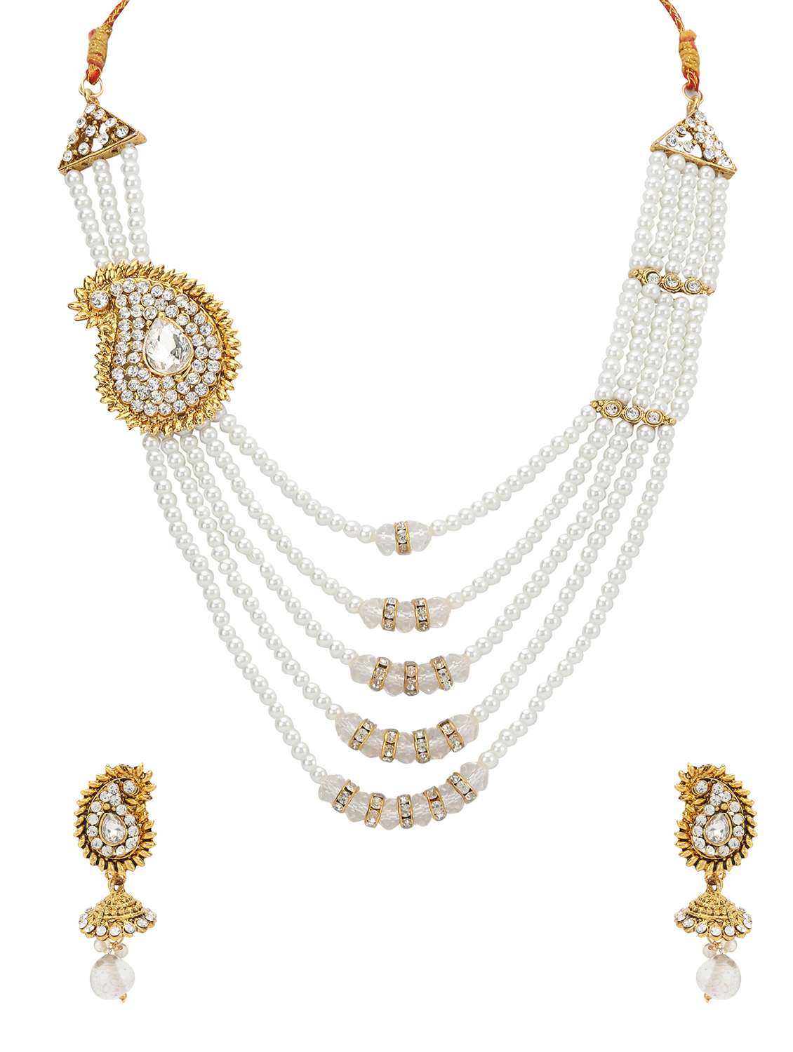 white metal necklaces and earring - 15700911 - Zoom Image - 0