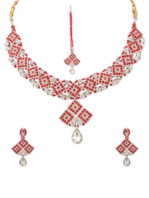 red metal necklaces and earring - 15700983 - Standard Image - 0