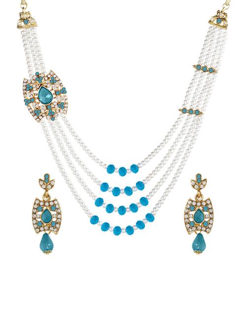 blue metal necklaces and earring - 15701027 - Standard Image - 0