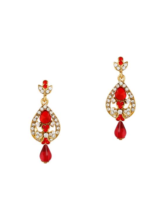 red metal necklaces and earring - 15701031 - Standard Image - 1