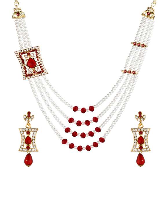 red metal necklaces and earring - 15701048 - Zoom Image - 0